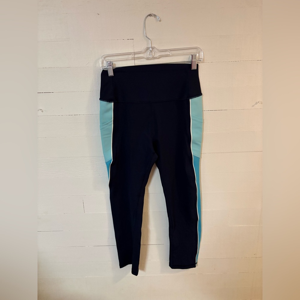 GapFit Sculpt Compression Leggings Medium Tall Navy Blue Colorblock